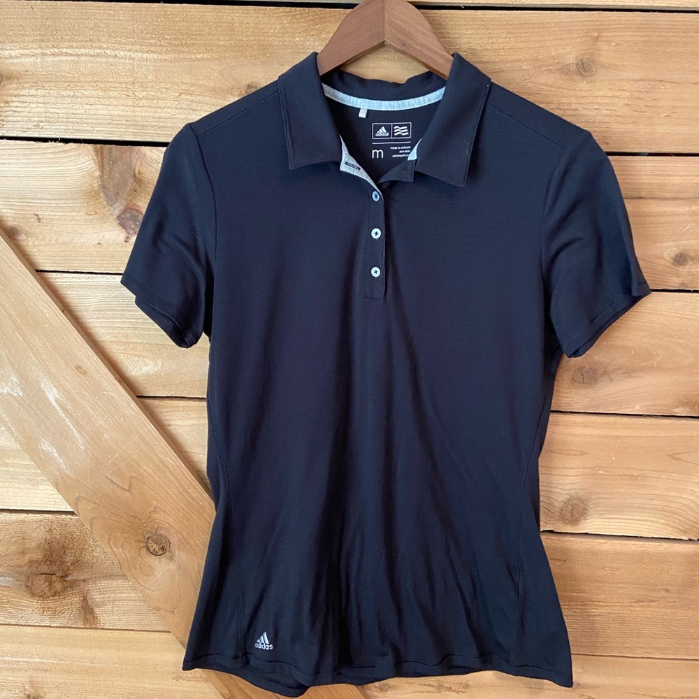 Adidas Black Shirt Sleeve Golf Polo Shirt
